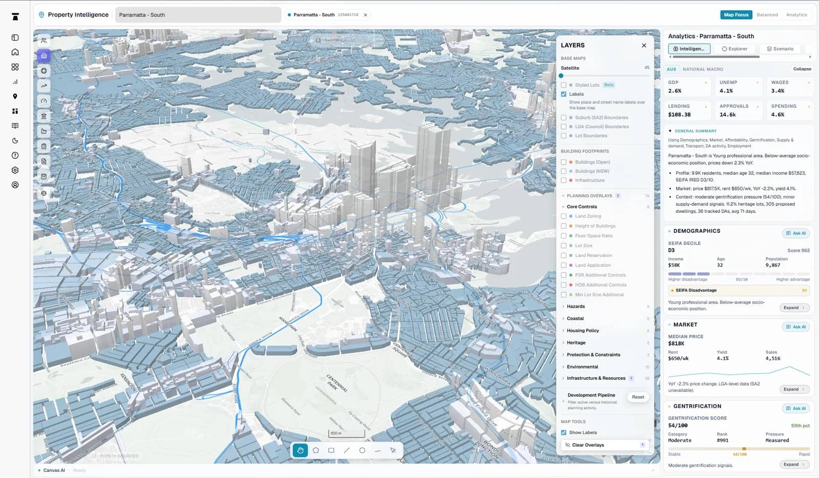 Plynth mapping platform with planning overlays and analytics