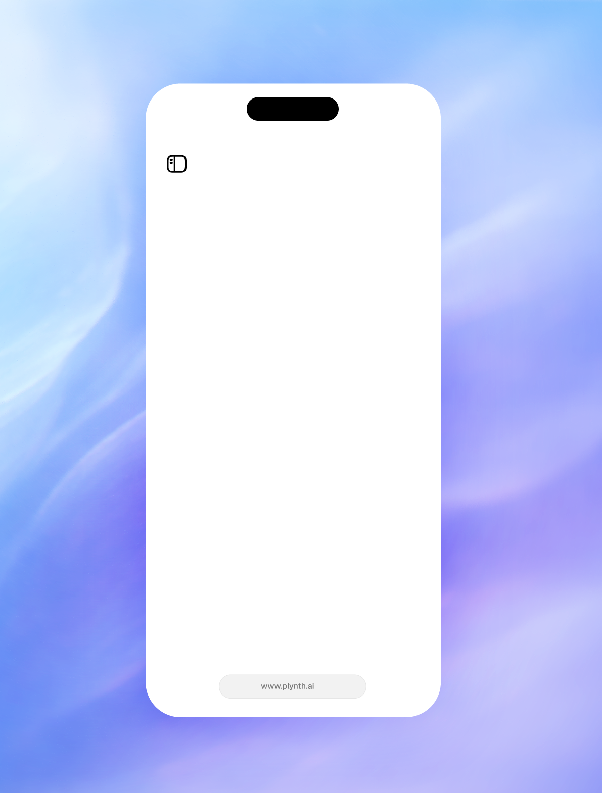 Plynth web app landing page on mobile